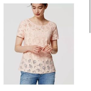 🆕 Ann Taylor Loft Pink Floral Lace Top Blouse with Tag